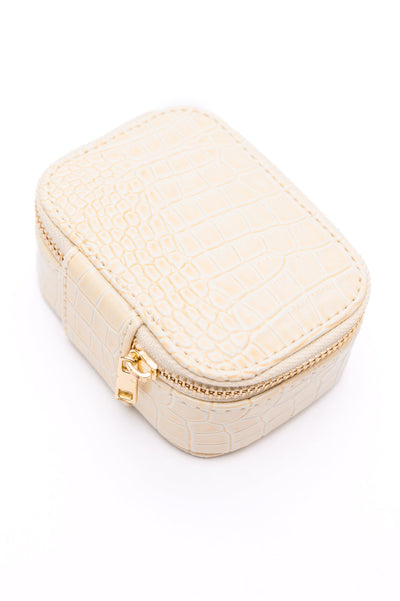 Hidden Gems Jewelry Case in Cream Snakeskin