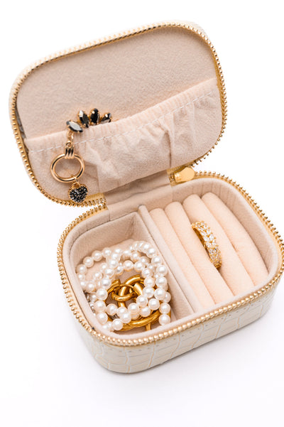 Hidden Gems Jewelry Case in Cream Snakeskin