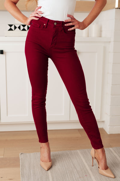 Judy Blue Wanda Tummy Control Skinny Jeans in Scarlet - Plus
