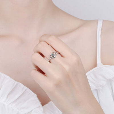 Elegant Moissanite Heart 925 Sterling Silver Ring