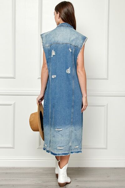 Veveret Laverne Long Denim Jacket Vest