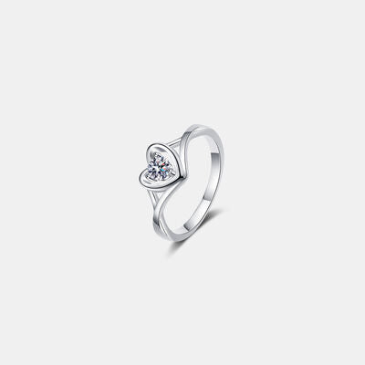 Elegant Moissanite Heart 925 Sterling Silver Ring