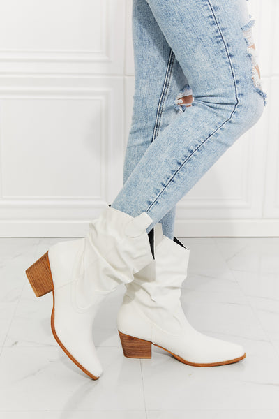 Better in Texas Scrunch Cowboy Boots in White - Copper + Rose