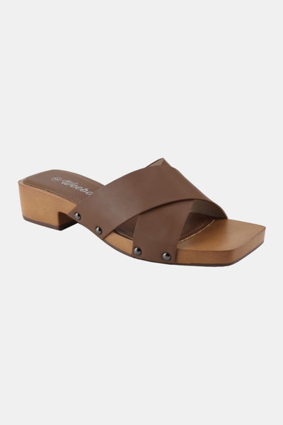 Step Into Summer Wooden Clog Mule in Brown
