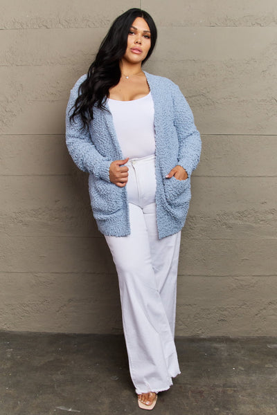 Falling For You Popcorn Cardigan - Pale Blue