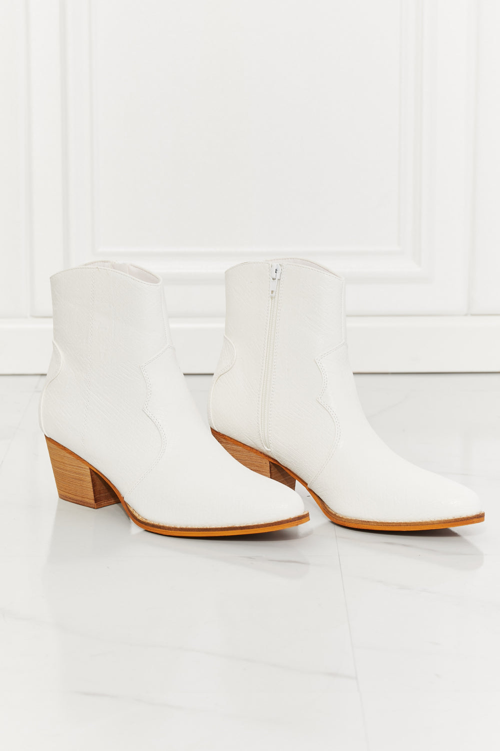 Watertower Town Vegan Leather Western Ankle Boots in White - Copper + Rose