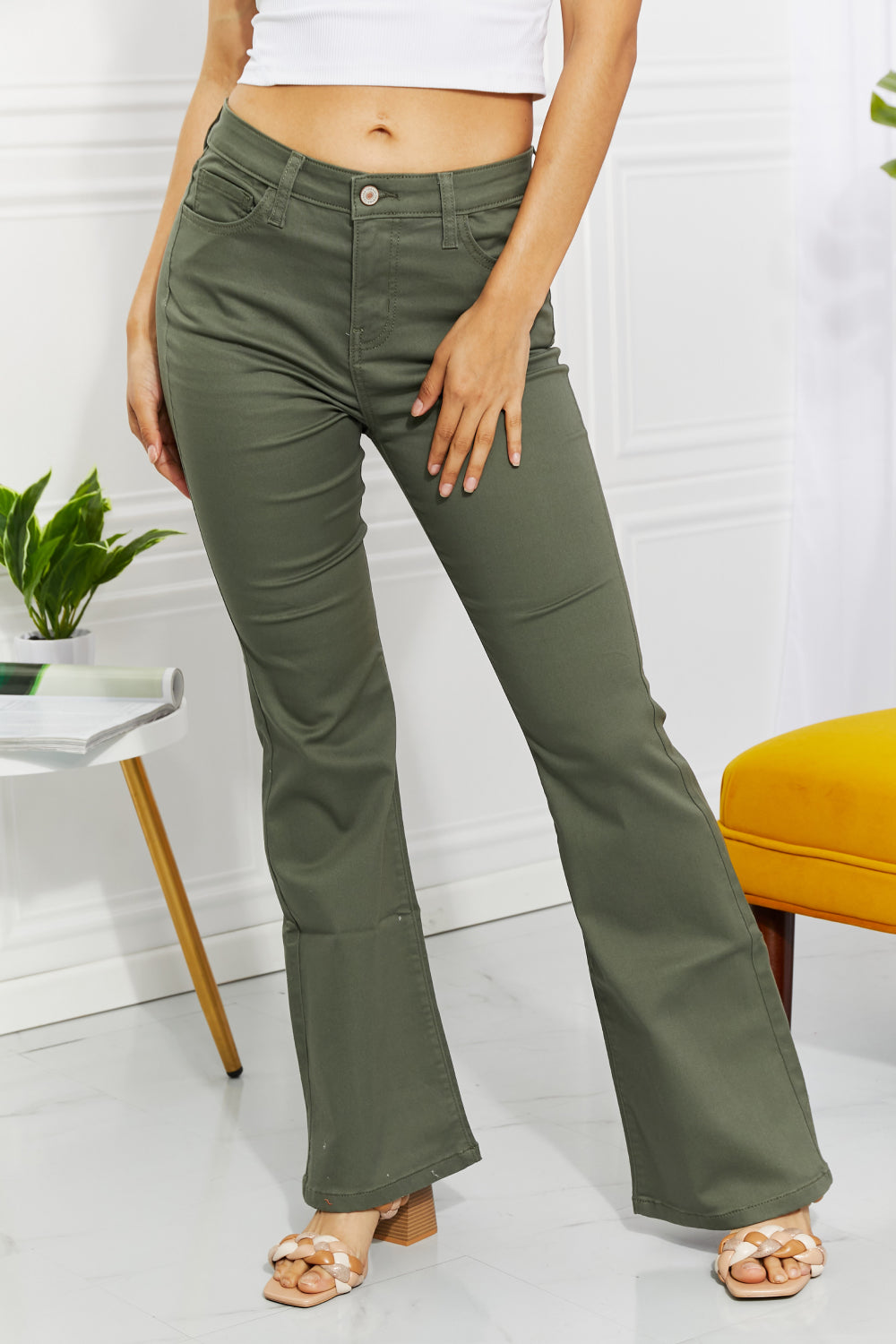 Clementine Bootcut Jeans in Olive - Copper + Rose