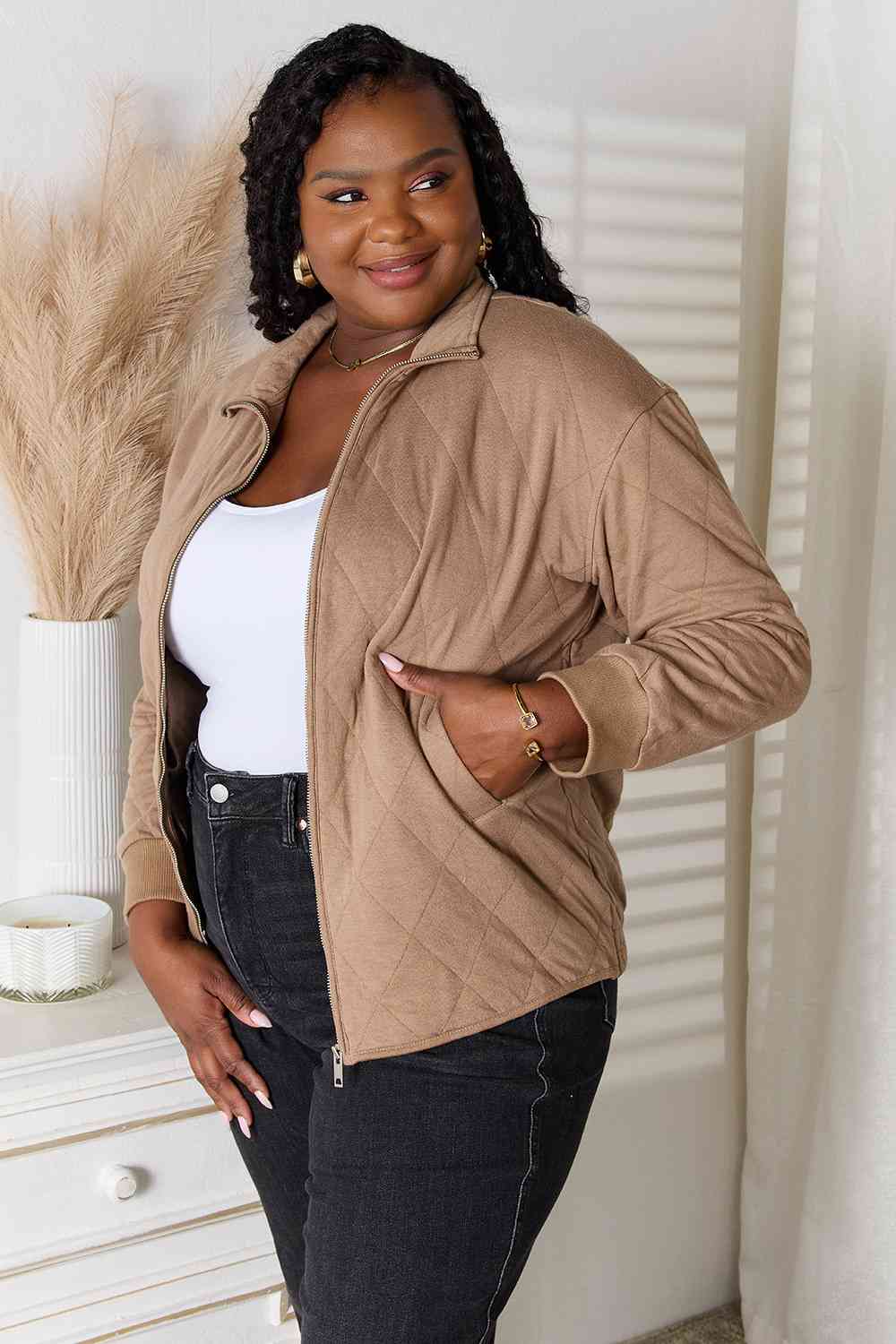 Quilted Love Jacket - Brown