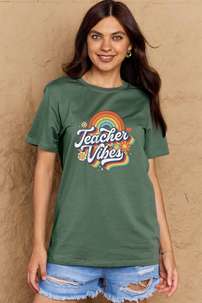 TEACHER VIBES Graphic Cotton T-Shirt