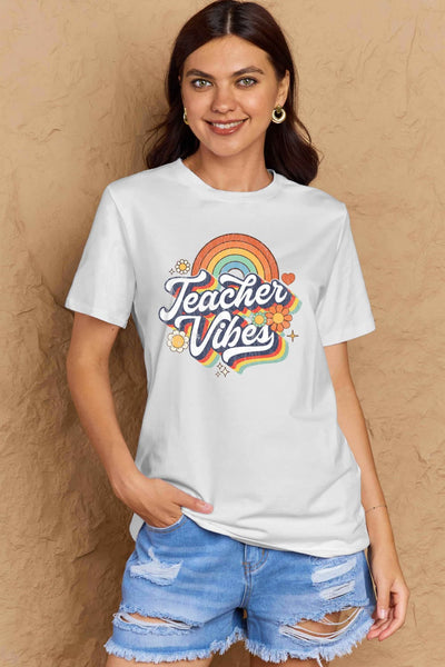 TEACHER VIBES Graphic Cotton T-Shirt