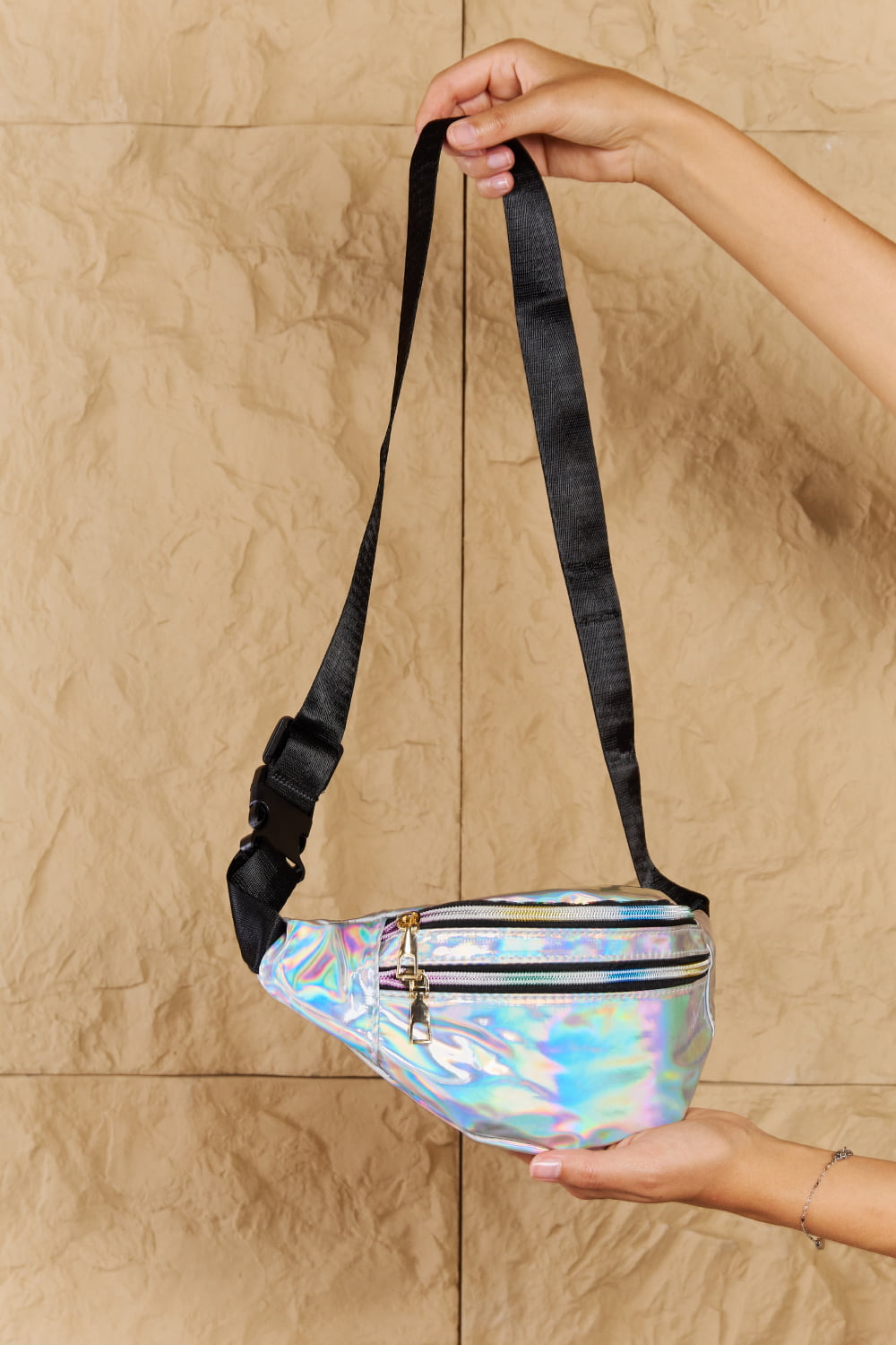 Good Vibrations Holographic Fanny Pack in Silver