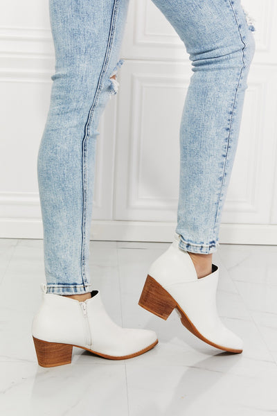 Trust Yourself Embroidered Crossover Cowboy Bootie in White - Copper + Rose