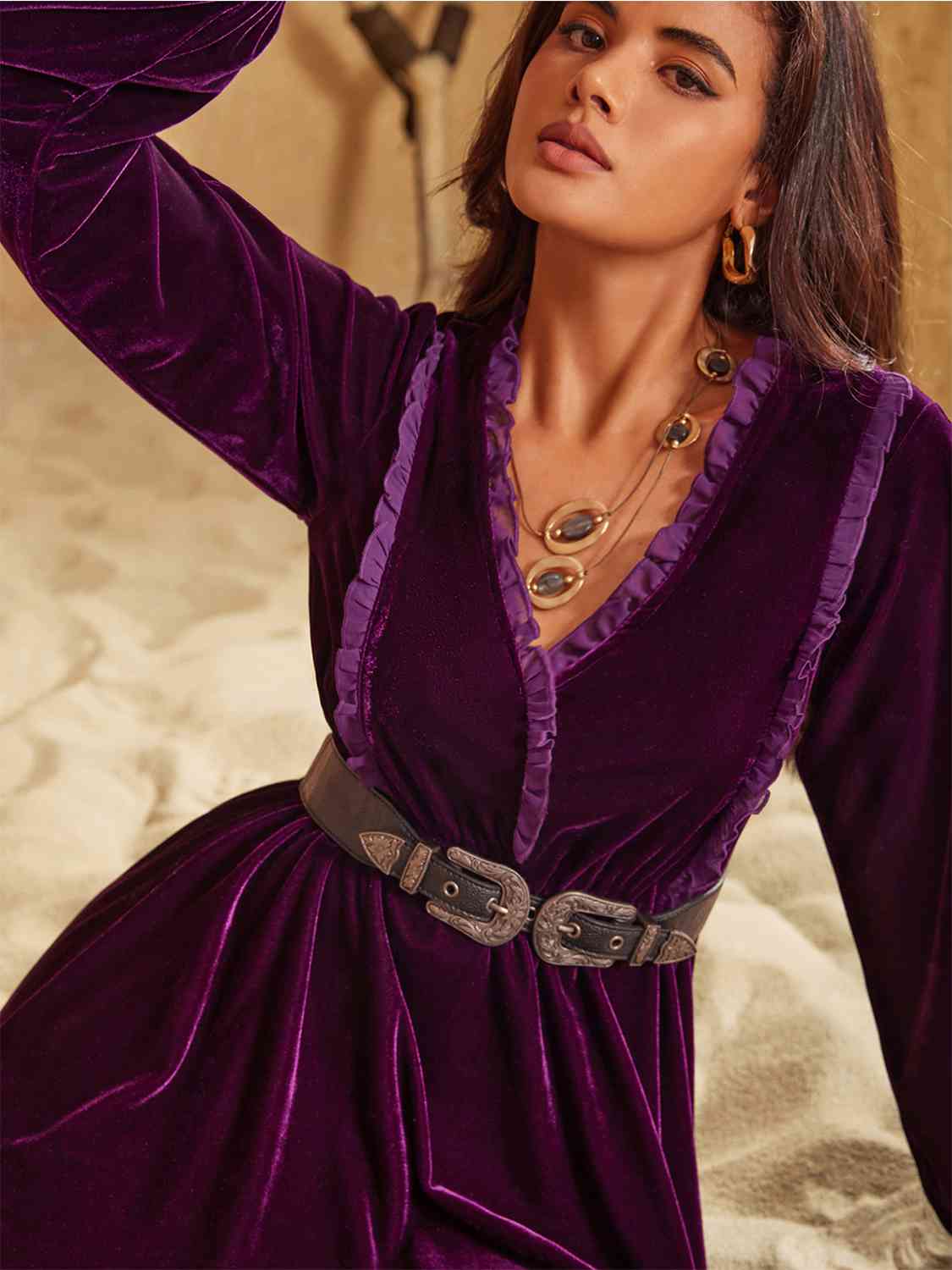 Let's Go Dancing Dress in Plum