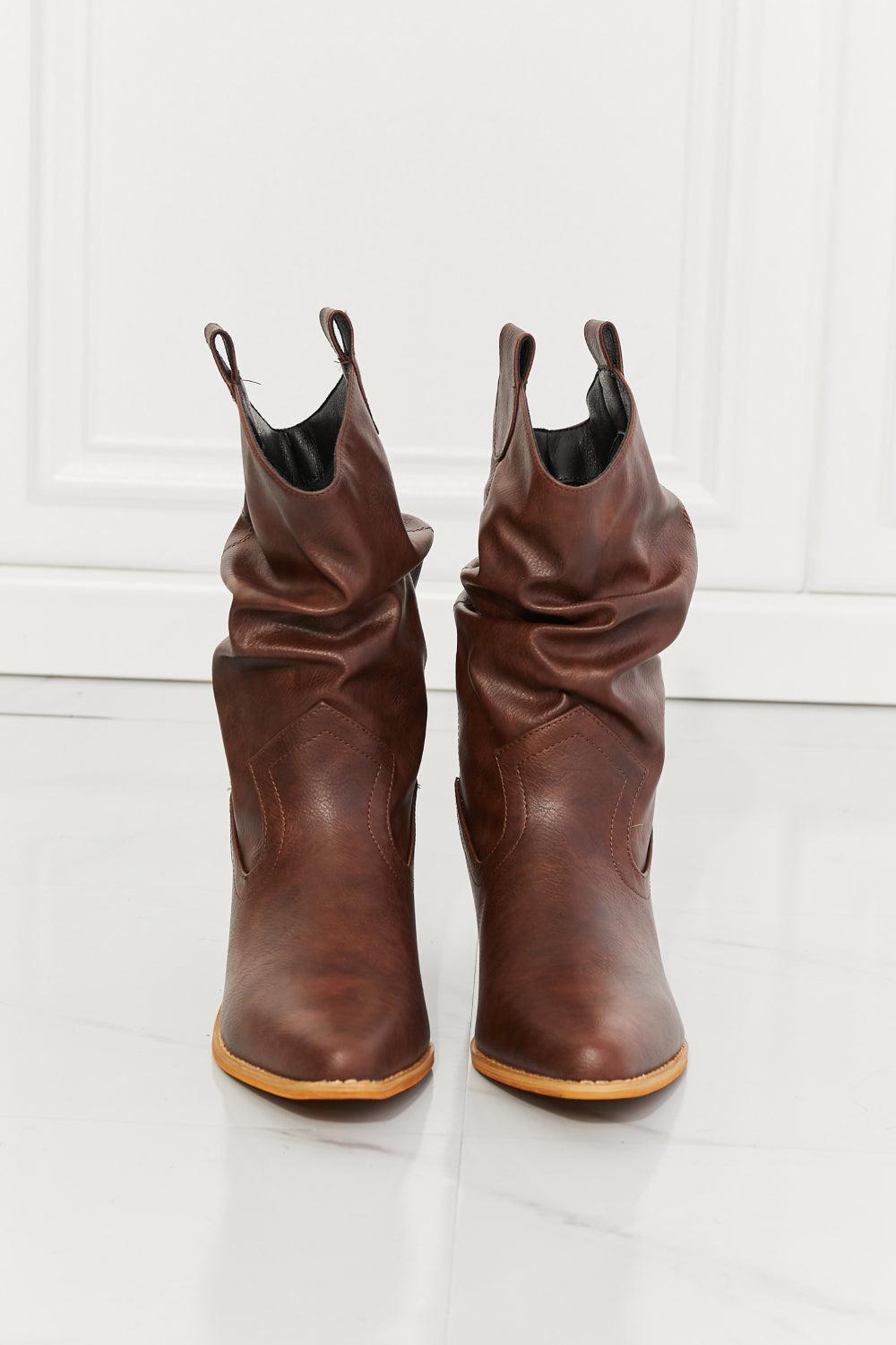 Better in Texas Scrunch Cowboy Boots in Brown - Copper + Rose
