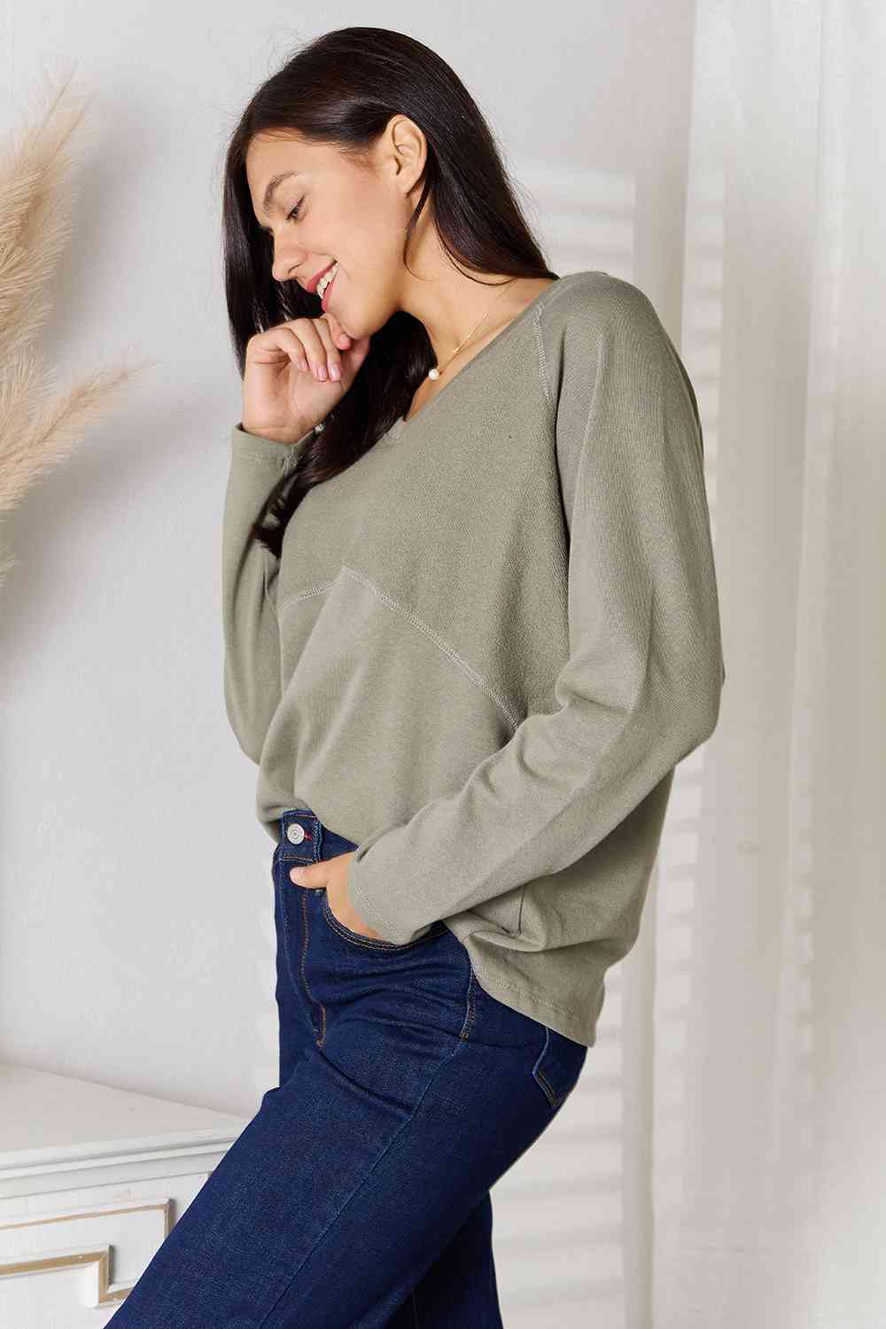 V-Neck Long Sleeve Top