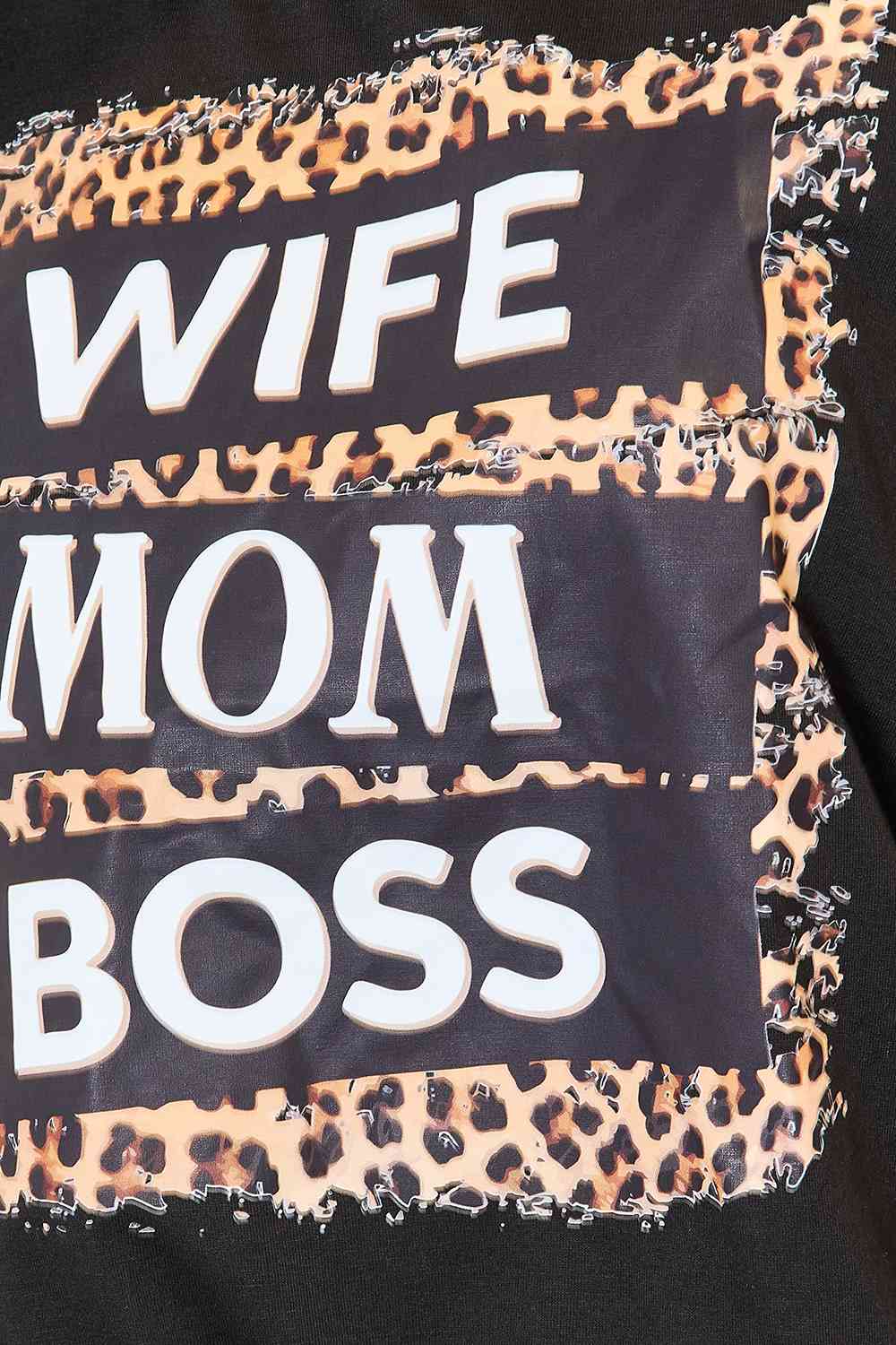 WIFE MOM BOSS Leopard Graphic T-Shirt