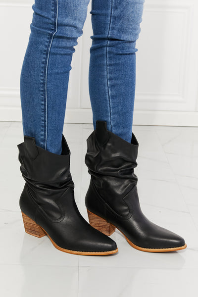 Better in Texas Scrunch Cowboy Boots in Black - Copper + Rose