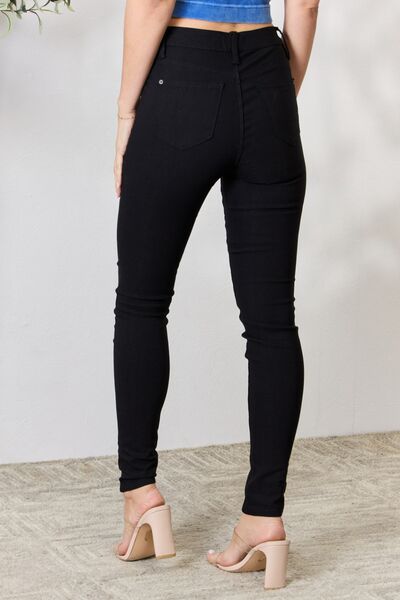 Belle Hyperstretch Mid-Rise Skinny Jeans in Black