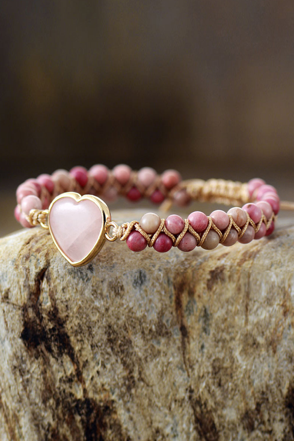 Rose Quartz Heart Beaded Bracelet *FINAL SALE*
