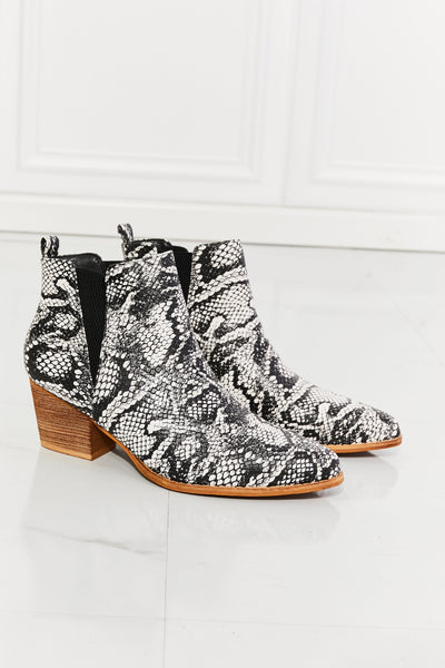 Back At It Point Toe Bootie in Snakeskin - Copper + Rose