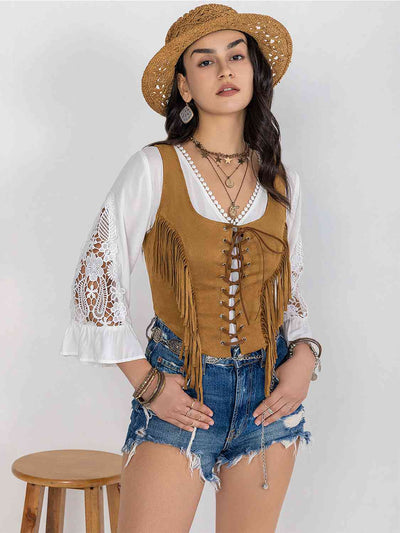 Desert Defender Fringe Lace-Up Vest