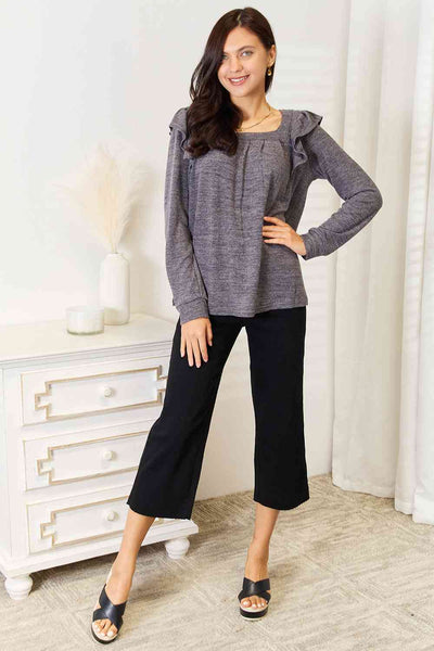 Just Enough Frill Long Sleeve Top