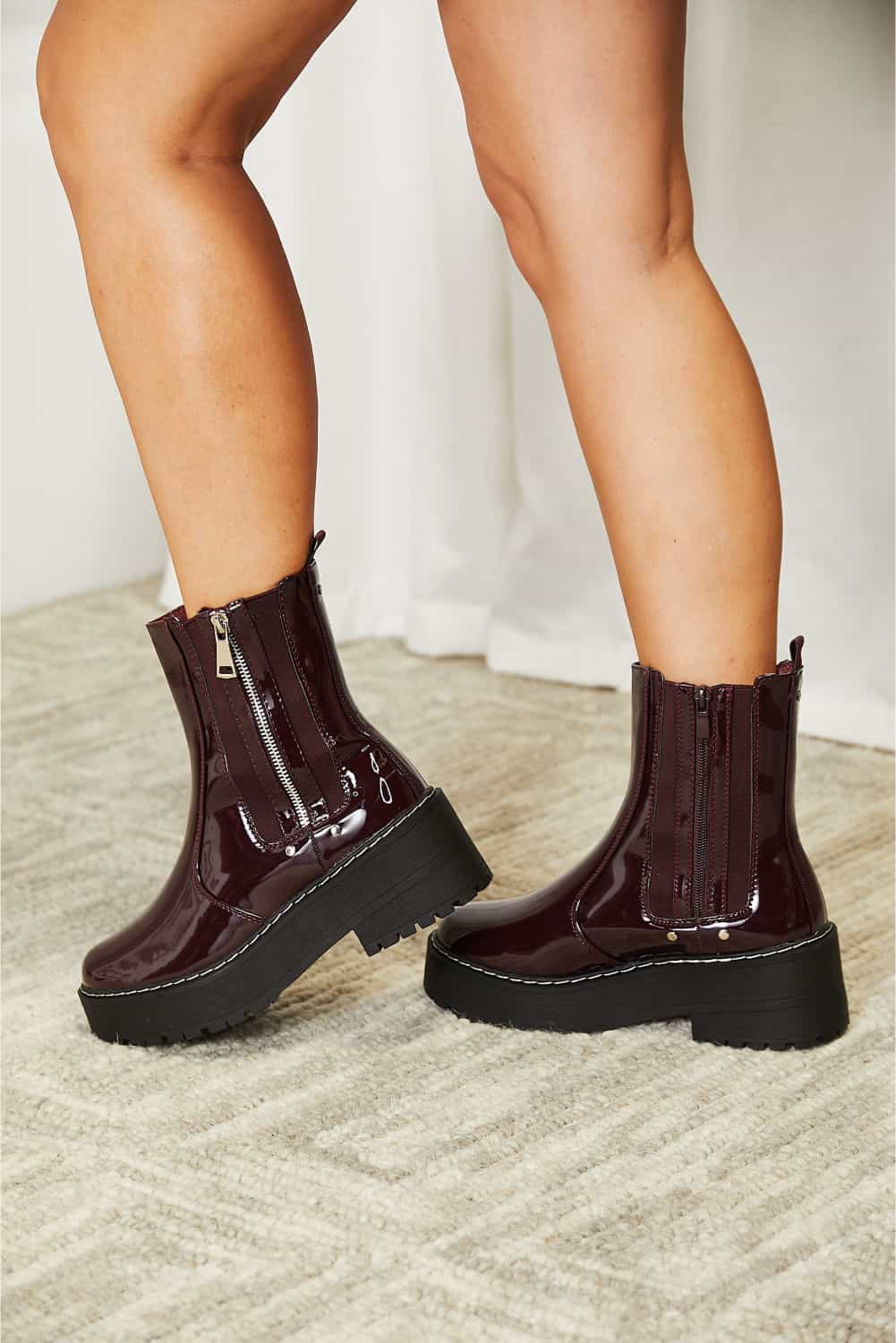 Elevated Style Platform Boots in Wine
