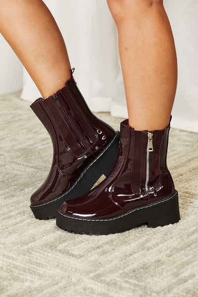 Elevated Style Platform Boots in Wine