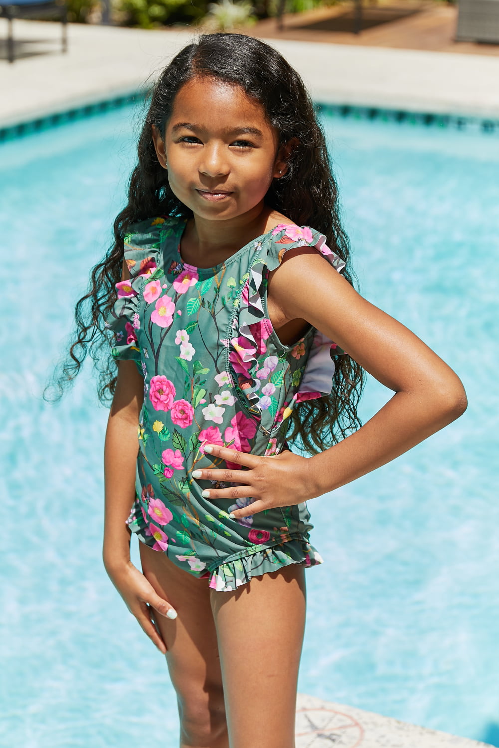 Mommy & Me Bring Me Flowers Swimsuit In Sage - Girls *FINAL SALE*